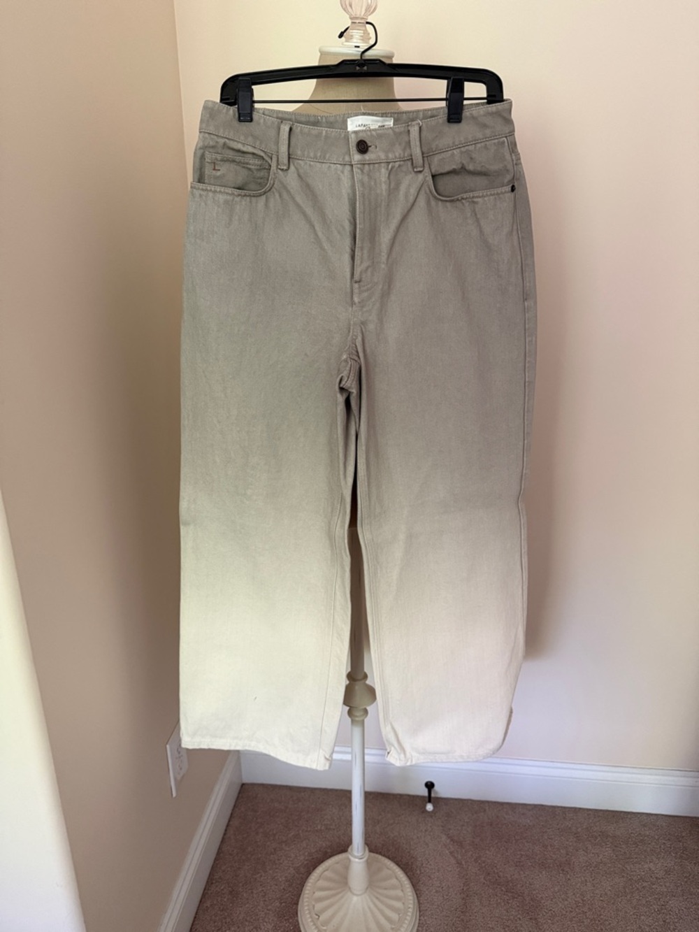 Lafayette 148 New York wide leg ankle length Jeans in Light Taupe